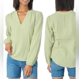 Gibson look Green Gauze Long Sleeve Top
